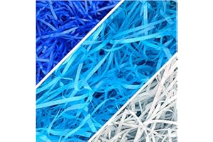 KAOTPO 300 g Filling Material Gift, Wood Wool Filling Material for Decorating Gift Baskets, Multiple Colour Options and More Rich Combinations, Multicoloured Packaging Material Filling Material (Blue)