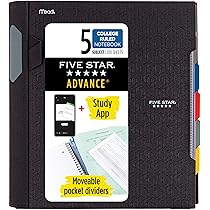 Five Star Flex Notizbuch Nachfüllbar - TechLock Ringbuch Mit Study App & 200 Blatt Kapazität