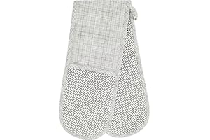 CLAY ROBERTS Oven Gloves, Grey, Double Oven Mitts, Heat Resistant Cooking Gloves, Machine Washable Catering, BBQ, Kitchen, Baking Mitts, Double Oven Gloves, Pot Holders