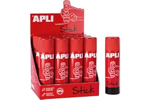 Apli- 18965, Confezione da 12 colle adesive da 21 g - Colla stick per uso scolastico