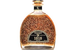 CL CONDE LUMAR CONDE LUMAR 1818 Whisky 12 Ans Malt Feuille d'or 23 Carats - Affinage en Fûts de Bourbon et de Sherry - Cadeau Original Homme & Femme - Premium Liqueur Avec Certificat Or - 40% - Sans Coffret
