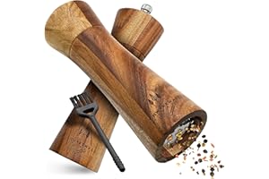 Schwarzwald Spirit - Molinillo de sal y pimienta de madera con mecanismo de cerámica + pincel de limpieza gratis, madera, marrón