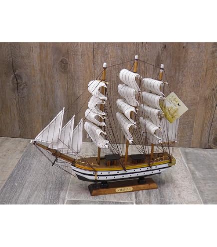 Coppia Di Barche A Vela Decorative In Legno E Metallo – Stile Nautico 24 Cm - 2