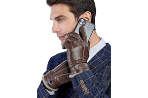 GSG SINCE 1998 Lederhandschuhe Herren aus echtem mit Futter Warm Wolle/Kunstfell Gefüttert Touchscreen Lammfell Handschuhe Winter M13620