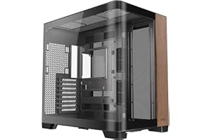 Antec C8 Curve Wood, wentylatory nie są dołączone, drewniany panel przedni, super szerokokątne pojedyncze zakrzywione szkło, układ dwukomorowy, typ C, obsługa grzejnika 360 mm, kompatybilna z RTX 40,