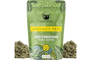 LAZY KING | Kräutermischung NATURE’S TRIO | Amsterdam Style | 100% natürliche Kräuter | Eibisch, Himbeerblätter & Brombeer | Feiner Kräutertee | Herbal-Mix | 45g