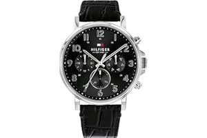 Tommy Hilfiger Męski zegarek kwarcowy z wieloma tarczami Daniel, Czarny, pasek