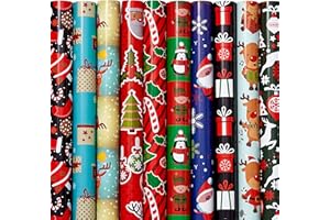 THE TWIDDLERS - Papier Cadeau de Noël 20 Feuilles dans 10 Designs de Noël, Set de Fête - Plié, 70cm x 50cm pour Enfants & Adultes