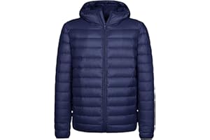 Wantdo Męska wiatroszczelna kurtka puchowa outdoorowa ciepły płaszcz lekka pakowalna kurtka z kapturem kurtka zimowa