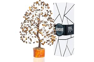 ZAICUS Tiger Eye Crystal Tree - Meditation Accessories - Good Luck Gifts for Women - Gemstone Tree - Feng Shui Decor - Tree of Life - Spiritual Decor - Blue Crystal Tree - Home Decoration Living Room