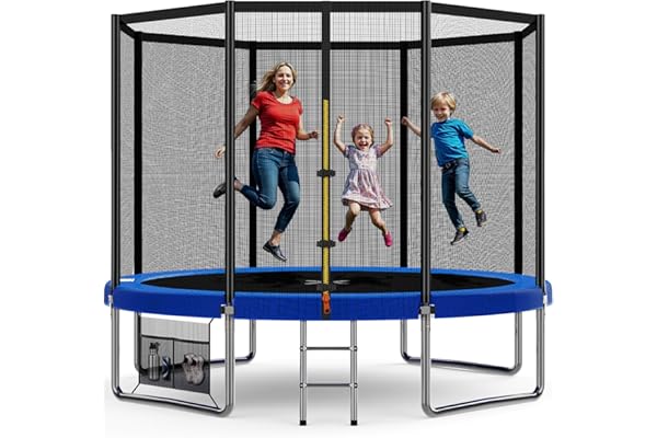 Devoko Trampoline Extérieur Ø183/ 228/305 / 366 / 427cm, Trampoline de Jardin Robuste, Cadre en Acier Galvanisé avec Sac de Rangement, pour Enfants et Adultes
