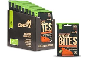 Cherky ECO Superbites Jerky de Cerdo con Boniato, Pistacho y Cúrcuma, 8 x 30g - Noble BIO Jerky de Cerdo con Boniato, Pistacho y Cúrcuma, Horneado, Keto, Certificado BIO