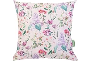 Gardenista Garden Decorative Scatter Cushion | Indoor Water Resistant Outdoor Printed Cushions 45x45 cm | Soft Hollowfibre Filled Patio Furniture Pillow | Easy to Clean Cushions (Flower Meadow Pink)