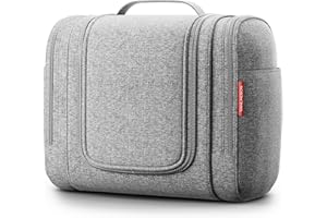 VANLINDSON Neceser XXL para Viaje [9 litros de Espacio, Diseño 2025] - Neceser Mujer y Hombre Colgante, Bolsa de Aseo Ideal para Maquillaje y Organización (Gris)