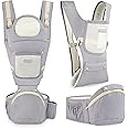 Moby-System Ergonomic Baby Carrier AMY 10in1, for Children 0-36 Months, Three Support Points: Arms, Waist Hips, Cotton Baby Carrier up to 15 kg, Grey