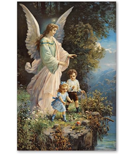 BPQN Vintage Guardian Angel Poster Angels Accompanying Children
