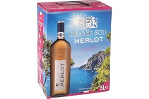 Grand Sud - Merlot Rosé aus Süd-Frankreich - Sortentypischer Trocken Roséwein - Großpackungen Wein Bag in Box 5l (1 x 5 L)