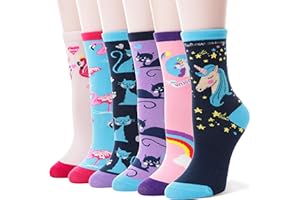 Sandsuced Kinder Mädchen Socken Lustige Baumwolle Kindersocken Bunte Weich Neuheit Socken 6 Paar