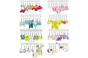 GIFIKOI 30-40 Pairs Weird Cute Funny Earrings Gummy Bear Duck Mushroom Fruit Flowers Drop Dangle Earrings for Women Aesthetic Earrings Food Animal Earrings Bulk
