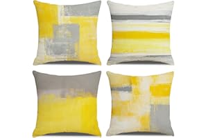 KSSKEN Fundas Cojines 45x45cm, Juego de 4 Fundas de Cojines Moderno Terciopelo Decorativa Hogar Almohadas Fundas para Sala Sofá Cama Decoración para Hogar-Amarillo