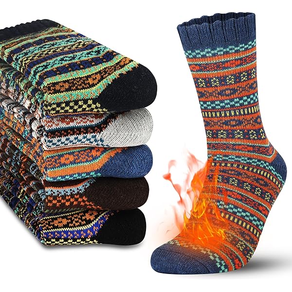 Mens Heavy Thick Wool Socks, Thick Warm Winter Socks, Hiking Socks Soft Casual Socks For Men 3pairs Assorted Color