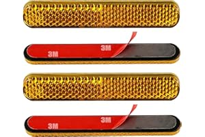 LEBOKJ 4 pièces catadioptre Moto E4 Jaune arrière réflecteur Réflecteur Autocollant Arrière Autocollant Réflecteur Oeil de Chat pour Moto vélo Scooter Autocollant arrière E4