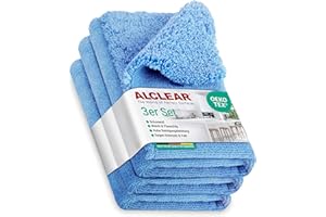 ‎ALCLEAR ALCLEAR 820203K_3 3er Set Mikrofasertücher für Hochglanzküchen, Microfaser Küchentuch, Geschirrtuch Küche, 40x40 cm, reinigt ohne Kratzer und Streifen
