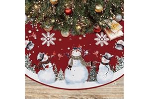 Vahlbeste Weihnachtsbaumdecke Rund 122cm(48 Zoll), Christbaumdecke Rund mit Schneemann/Schneeflocke/Weihnachtsbaum Motiv,Baumdecke Weihnachtsbaum Teppich RUnd für Weihnachtsbaumschmuck,Feiertagsfeiern