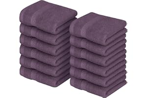 Utopia Towels - Lot de Serviettes de Toilette Premium (30 x 30 CM, Prune) 100% Coton, Gants de Toilette/Serviette de Visage, Très Absorbants et Doux au Toucher (Paquet de 12)
