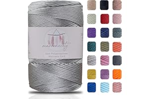 Makromecity Makramee Garn 2mm x 230m Premium Polyester Macrame Cord Polypropylene Yarn für Handwerk Wohndekorationen Platzteller Umhängetasche Handtasche Runner (Light Grau, 1 Strang)