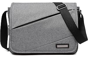 FOLOVEYA Men's Messenger Bag 13 Inch Laptop Shoulder Bag Business Briefcase Multiple Pocket Office Satchel Crossbody Bag for Work Commute College Travel Waterproof Polyester Grey