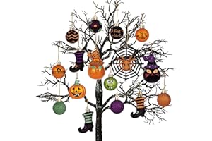 Valery Madelyn 24 szt. dekoracji na Halloween, bombki halloweenowe do dekoracji domu, ozdoby na Halloween z kotami kozakami na Halloween, prezent świąteczny