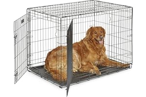 MidWest Homes for Pets Nowo ulepszone podwójne drzwi iCrate 106,68 cm (106,68 cm) długa skrzynia dla psa, zawiera szczelną patelnię, nóżki chroniące podłogę, panel działowy i nowe opatentowane