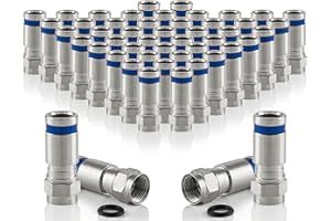 POPPSTAR 50x SAT F-Quick Mount Stecker, F-Kompressionsstecker für Koaxial-Kabel, Antennenkabel, Satellitenkabel bis 7,5mm,Witterungsbeständig, silber