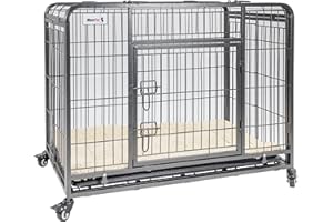 MaxxPet Hundebox - Hundekäfig - Faltbarer Metall-Hundekäfig - Inklusive Hundekissen - Hundetransportbox - Hundebox Große und Kleine Hunde - Stahl - Schwarz - 94x58x70 cm