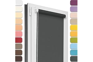 Estika® Rollo für Fenster ohne Bohren - 70cm x 120cm - Dunkelgrau - 25 Stoff Farben, Klemmfix Montage, Fenster rollos für innen, Sichtschutz für Fenster und balkontür (70 cm Stoffbreite)