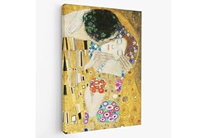 BKstuff - Quadro - Stampa su tela canvas - Gustav Klimt Il Bacio - Prodotto Artigianale italiano (50x65cm, Il Bacio (Dettaglio I))