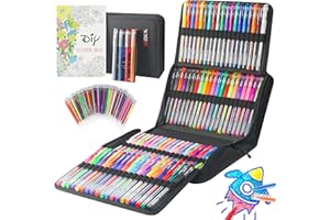 ZSCM Lot de 202 stylos gel pour livres de coloriage pour adultes, 104 crayons d'artiste comprennent 100 stylos de couleur, 4 stylos métalliques Sparkles avec 98 recharges, stylo gel métallique pour