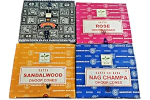 Satya Incense Cones "ALL 4" Boxes Nag Champa,Rose,Sandalwood,Superhit