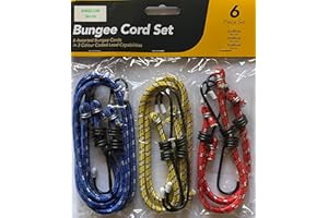 AAKSH 555 6 Pack Universal Bungee Cords, Elastic Bungee Straps with Metal Hooks Heavy Duty Bungee Ropes for Caravan Camping RVs Trunks Luggage Racks (Includes 2pcs x 60cm, 2pcs x 45cm, 2pcs x 30cm)