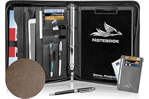 Royal Phoenix® Business Schreibmappe A4 'Hawk' - Hochwertige Ringbuchmappe mit Reißverschluss - inkl. Kreditkartenetui + weiteren EXTRAS - Arbeitsmappe aus hochwertigem Kunstleder in Mokka