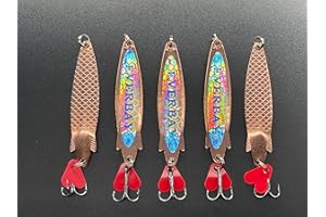 EVERBAY Silver Spinner Spoons (Toby Style) Fishing Lures Metal Jig Long Cast Sea Fishing Treble Hooks Fishing Spinnerbait Freshwater Trout Salmon Bass Cod Pollock, Spinning &Trolling, 5pcs/set