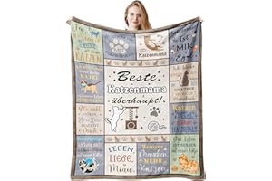‎JINMAPLE Jinmaple Geschenk für Katzenliebhaber Frauen, Katzenmama Geschenk Decke 150x130CM, Katzengeschenke für Mama Mutter Katzenliebhaber Geburtstag Muttertagsgeschenke für Katzenmama Mama von Tochter Sohn