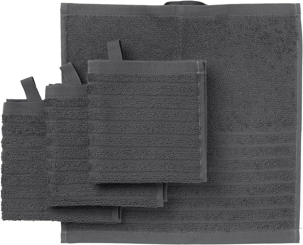 IKEA 4 Adet El Havlusu, Koyu Gri Renk 30x30 cm Pamuk,4 Li El-Kurulama Havlu