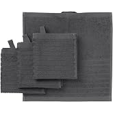 IKEA 4 Adet El Havlusu, Koyu Gri Renk 30x30 cm Pamuk,4 Li El-Kurulama Havlu