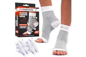Fit Nation Chaussettes de compression pour femmes et hommes. Idéal pour le soulagement de la fasciite plantaire et le soutien de la cheville. 2 paires de chaussettes de compression par paquet