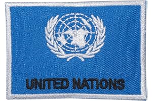 ELLU United Nations Flag Embroidered Iron Sew On Patch Army Military Embroidery Badge