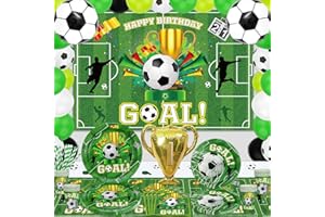 INSPIREYEE 151 Pack Football Party Supplies Sport Thema Geburtstag Dekorationen Fußball Party Geschirr Set-Platte Serviette Fußball Hintergrund für Jungen Sport Thema Geburtstag Dekorationen dient 20 Gäste