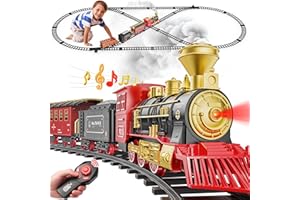 Hot Bee Train Électrique Enfant Télécommandé avec Piste de Luxe, Train Électrique Noël, Train de Noël Électrique pour Sapin, Train Électrique Adulte, Circuit Train Électrique