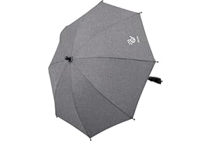 Altabebe Universal Sonnenschirm Sonnenschutz für Kinderwagen und Buggy - UV Schutz 50+ / 73 cm Durchmesser - Biegsamer Schirm mit Universalhalterung für Rund- und Ovalrohre - Hellgrau